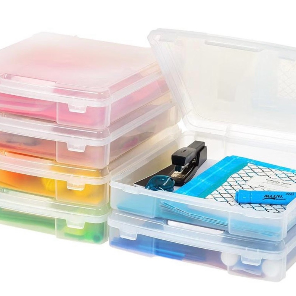Iris Clear Stackable Plastic Storage Boxes fits 12x12 paper-